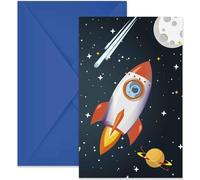Procos - Invitations avec enveloppe Fusée Astronave Rocket Space Party en papier 6 pièces, PR93741