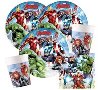 Procos Kit de fête Avengers Infinity Stones 52 pièces pour 16 enfants | Assiettes en carton, gobelets en carton, serviettes pour anniversaire d'enfant