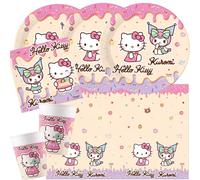Procos Kit de fête Hello Kitty & Kuromi, 37 pièces pour 8 enfants