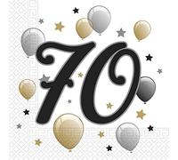 Procos Lot de 20 Serviettes en Papier imprimées "70 ans" étoiles et ballons 33 x 33 cm 10232063 Multicolore