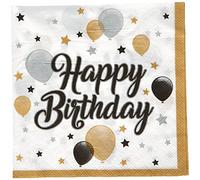 Procos Lot de 20 serviettes en papier imprimées "Happy birthday" étoiles et ballons 33 x 33 cm 10232053 Multicolore Taille Unique