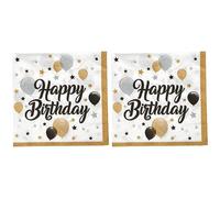 Procos Lot de 40 serviettes en papier imprimées "Happy birthday" étoiles et ballons 33 x 33 cm 10232053 Multicolore Taille Unique