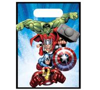 Procos Lot de 6 sacs de fête Disney Avengers Marvel pour fête d'anniversaire d'enfant avec poignées de transport, 17 x 25 cm, en film plastique, sacs cadeaux pour anniversaire d'enfant