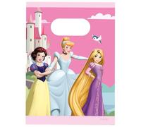 Procos Lot de 6 sacs de fête Disney Princess pour fête d'anniversaire d'enfant avec poignées de transport - 17 x 25 cm - En film plastique - Sacs cadeaux d'anniversaire pour enfants