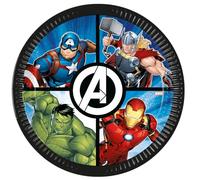 Procos Lot de 8 assiettes jetables en carton Avengers - Taille 23 cm - Pour fête d'anniversaire d'enfant - FSC Mix