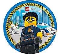 Procos Lot de 8 assiettes jetables en papier - Pour fête d'anniversaire d'enfant - Motif Lego City - Taille 23 cm