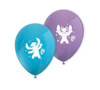 Procos Lot de 8 ballons latex imprimés Stitch bleu/violet 28 cm