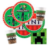 Procos Minecraft Lot de 36 assiettes en carton, gobelets en carton, serviettes pour anniversaire d'enfant