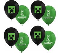 Procos Minecraft Pack de 8 Ballons de Fte 21 cm Ballons en Latex Imprims Vert Noir Dcoration d'anniversaire