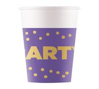 Procos - Motif à pois - Gobelets de fête, papier pack de 8 SG29623 (taille unique) (Violet/Blanc/Or)