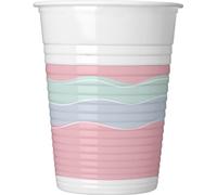 Procos - Motifs de vagues - Gobelets de fête "Elegant" pack de 8 - plastique SG29437 (taille unique) (Rose/Blanc/Bleu)