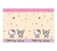 Procos Nappe Hello Kitty Kuromi en décoration pour anniversaire d'enfant et fête à thème, dimensions : 120 x 180 cm, facile à nettoyer, réutilisable, nappe pour fête d'anniversaire d'enfant