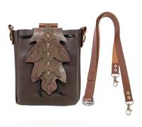 PROCOS Sac à bandoulière médiéval en similicuir avec cordon de serrage et pochette de ceinture style Renaissance vintage pour Noël, fée elfe, cosplay, Café 02, Médiéval