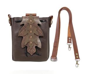 PROCOS Sac à bandoulière médiéval en similicuir avec cordon de serrage et pochette de ceinture style Renaissance vintage pour Noël, fée elfe, cosplay, Café 02, Médiéval