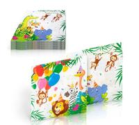 Procos - Serviettes en papier Animaux Jungle Balloons Party (33 x 33 cm, double Velo), 20 pièces, multicolore, 93782
