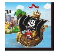 Procos - Serviettes en papier FSC Pirate Island Pirates Party (33 x 33 cm, double voie), 20 pièces, multicolore, 93967