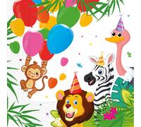 Procos - Serviettes en papier Jungle Balloons Party (33 x 33 cm, double serviette), 20 pièces, multicolore, 93782