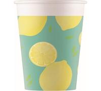 Procos - Zitrone - Gobelets de fête, papier pack de 8 SG29000 (taille unique) (Vert/jaune/blanc)