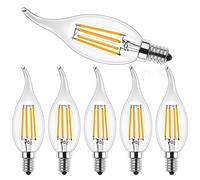 ProCrus Ampoule E14 LED Dimmable Lampe,4W LED Forme de bougie pour lustre,2700K Blanc Chaud,C35 Bougies à filament Ampoule LED,4W remplace 40W,400LM,Transparent,Lot de 6,Classe énergétique F