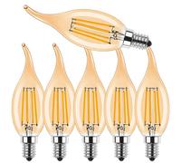 ProCrus E14 LED Dimmable Lampe Vintage 4W LED,Forme de Bougie pour Lustres,C35 Filament Bougies Ampoule,2700K Blanc Chaud,4W Remplace 40W,400LM,Dimmable,Ambre,Lot de 6
