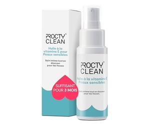 ProctyClean Huile à la vitamine E pour les fesses, en cas d'hémorroïdes | l'alternative à votre pommade ou crème pour l'inflammation, l'irritation et la douleur dans la région périanale