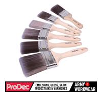 ProDec 6 Pièce Synthétique Peinture Pinceaux Set 3.8cm 5.1cm 7.6cm Sans Ébéniste