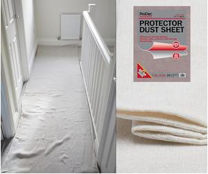 ProDec Advance Bâche Protector 7,2 m x 0,9 m en coton imperméable | pour protéger de la peinture les escaliers, entrées, couloirs et sols, absorbe les liquides sans transpercer, réutilisable