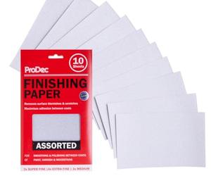 ProDec Advance Lot de 10 feuilles de papier de finition de différentes qualités à poncer entre deux couches de peinture ou de vernis, 9 po x 5,5 po, 230 x 140 mm