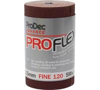 ProDec Advance Rouleau de 5 m de papier abrasif, oxyde d’aluminium, grain 120 fin ProFlex ultra flexible, résistant aux fissures pour poncer bois, peinture, plâtre, joints, métal et plus
