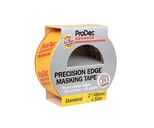 ProDec Advance Ruban de masquage Precision Edge 48 mm x 50 m multi-surfaces pour des lignes nettes sans coulure de peinture pour travaux de peinture intérieure compatible avec toutes les peintures