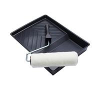 ProDec Contractor Lot de 3 articles 225 mm x 44 mm, rouleau tissé en polyester poils moyens, monture et bac pour émulsions sur murs intérieurs, extérieurs et plafonds