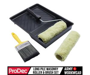 ProDec Double Tête Masonry Extérieur Rouleau Peinture & Brosse Commerce Set