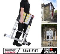 ProDec Échelle Télescopique 3,8 m Multi-Usage Aluminium 12 Marches CCTL38B