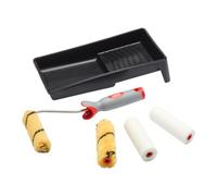 ProDec Lot 6 articles, dont 5 mini-rouleaux 100 ml, monture à poignée souple et bac, finition lisse avec émulsion, peinture brillante/satinée sur murs intérieurs, plafonds, bois, métal