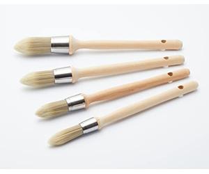 ProDec Lot de 4 pinceaux à rechampir arrondis Professionnels | fibres synthétiques, pour fenêtres à guillotine, linteaux et surfaces moulées, peinture brillante ou satinée