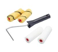 ProDec Lot de 5 articles dont 4 mini-rouleaux 100 mm en mousse et monture, finition lisse avec émulsion, peinture brillante/satinée, vernis, lasure, sur mur intérieur, plafond, bois, métal