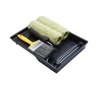 ProDec Lot de 5 Articles Robustes 225 mm x 44 mm, 2 Rouleaux de maçonnerie, Monture, Pinceau 100 mm et bac pour peintures de maçonnerie Lisses et texturées sur Murs extérieurs