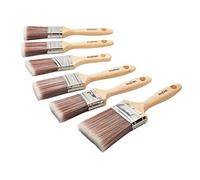 ProDec Premier Lot de 6 pinceaux Professionnels, Fibres synthétiques pour Une Finition Lisse avec Les émulsions, peintures Brillantes et satinées sur Murs, plafonds, Bois et métal