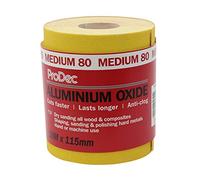 ProDec Rouleau de 10 m de papier abrasif jaune, oxyde d’aluminium, grain 80 moyen pour poncer bois, peinture, joints, métal et plus, papier abrasif compatible avec les ponceuses électriques