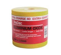 ProDec Rouleau de 10 m de papier abrasif jaune, oxyde d’aluminium, grain 40 extra grossier pour poncer bois, peinture, joints, métal et plus, papier abrasif compatible avec les ponceuses électriques