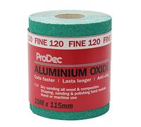 ProDec Rouleau de 10 m de papier abrasif verte, oxyde d’aluminium, grain 120 fin pour poncer bois, peinture, joints, métal et plus, papier abrasif compatible avec les ponceuses électriques