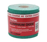 ProDec Rouleau de 10 m de papier abrasif verte, oxyde d’aluminium, grain 40 extra grossier pour poncer bois, peinture, joints, métal et plus, papier abrasif compatible avec les ponceuses électriques