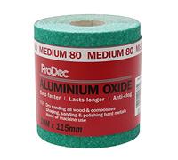 ProDec Rouleau de 10 m de papier abrasif verte, oxyde d’aluminium, grain 80 moyen pour poncer bois, peinture, joints, métal et plus, papier abrasif compatible avec les ponceuses électriques