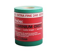 ProDec Rouleau de 10 m de papier abrasif verte, oxyde d’aluminium, joints | métal et plus - grain 240 extra fin pour poncer bois, peinture, papier abrasif compatible avec les ponceuses électriques