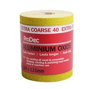 ProDec Rouleau de 5 m de papier abrasif jaune, oxyde d’aluminium, peinture | grain 40 extra grossier pour poncer bois, joints, métal et plus, papier abrasif compatible avec les ponceuses électriques