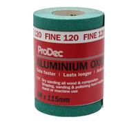 ProDec Rouleau de 5 m de papier abrasif verte, oxyde d’aluminium, grain 120 fin pour poncer bois, peinture, joints, métal et plus, papier abrasif compatible avec les ponceuses électriques