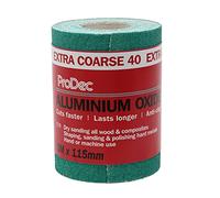 ProDec Rouleau de 5 m de papier abrasif verte, oxyde d’aluminium, grain 40 extra grossier pour poncer bois, peinture, joints, métal et plus, papier abrasif compatible avec les ponceuses électriques