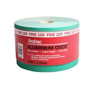 ProDec Rouleau de 50 m de papier abrasif verte, oxyde d’aluminium, grain 120 fin pour poncer bois, peinture, joints, métal et plus, papier abrasif compatible avec les ponceuses électriques