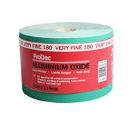ProDec Rouleau de 50 m de papier abrasif verte, peinture, métal et plus | oxyde d’aluminium, grain 180 très fin pour poncer bois, joints, papier abrasif compatible avec les ponceuses électriques
