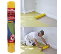 ProDec Rouleau de film protecteur de moquettes de 25 m x 625 mm, plastique auto adhésif robuste, entièrement imperméable, protège moquettes et escaliers, rouleau pour moquettes